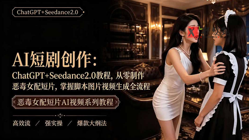 AI短剧从零创作实战课|ChatGPT脚本撰写+Seedance2.0视频生成,恶毒女配短剧全流程教程 AI短剧从零创作实战课|ChatGPT脚本撰写+Seedance2.0视频生成,恶毒女配短剧全流程教程