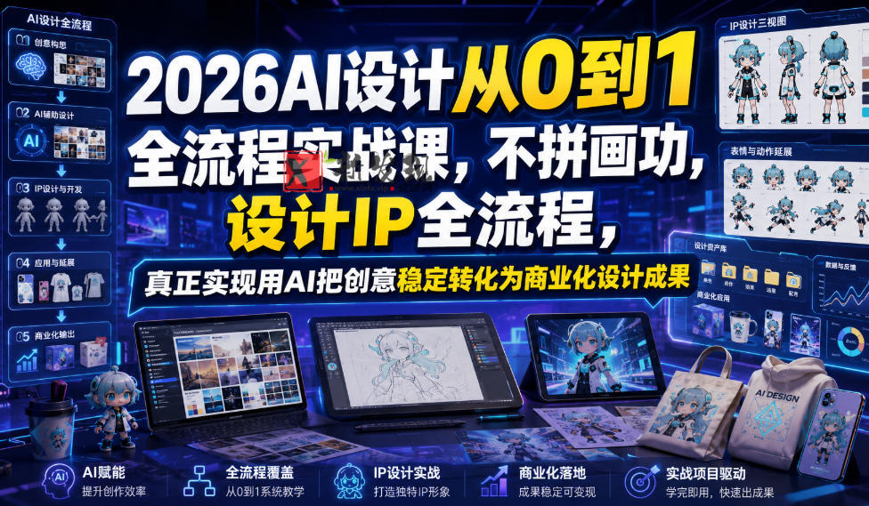 2026AI设计从0到1全流程实战课,不拼画功,设计IP全流程,真正实现用AI把创意稳定转化为商业化设计成果 2026AI设计从0到1全流程实战课,不拼画功,设计IP全流程,真正实现用AI把创意稳定转化为商业化设计成果