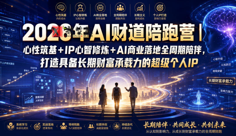 2026年AI财道陪跑营｜心性筑基+IP心智修炼+AI商业落地全周期陪伴，打造具备长期财富承载力的超级个人IP-新发现资源网