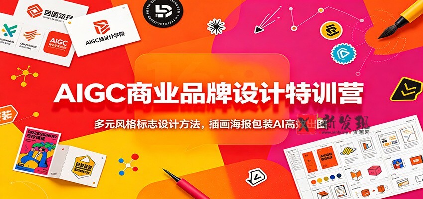 AIGC商业品牌设计特训营：多元风格标志设计方法，插画海报包装AI高效出图
