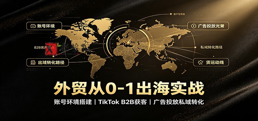 外贸从0-1出海实战：账号环境搭建，TikTok B2B获客，广告投放私域转化-新发现资源网
