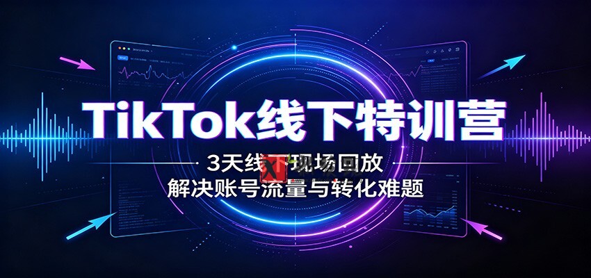 TikTok线下特训营：3天线下现场回放，解决账号流量与转化难题-新发现资源网