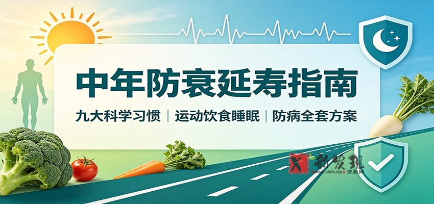 中年防衰延寿指南：九大科学习惯，运动饮食睡眠防病全套方案-新发现资源网