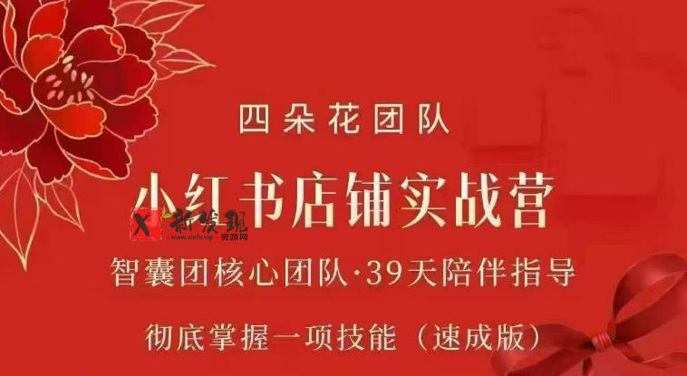 四朵花-小红书店铺专项实战营，​专项类目开店跑通全流程，彻底掌握一项技能(速成版)-新发现资源网