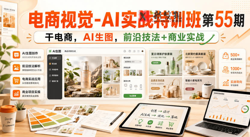 电商视觉-AI实战特训班第55期，干电商，AI生图，前沿技法+商业实战-新发现资源网