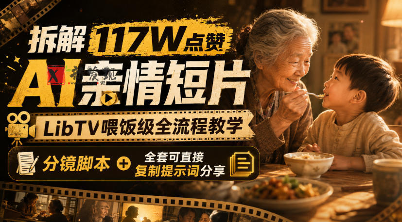 拆解117W点赞AI亲情短片，LibTV喂饭级全流程教学，分镜脚本+全套可直接复制提示词分享-新发现资源网