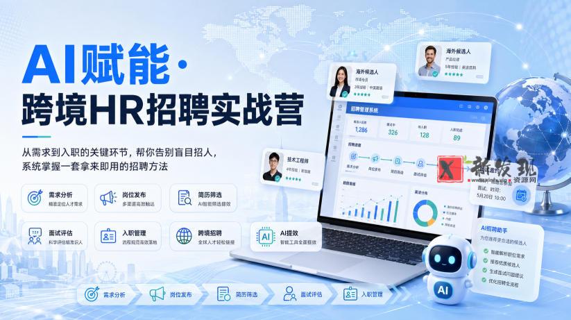 AI赋能·跨境HR招聘实战营，从需求到入职的关键环节，帮你告别盲目招人，系统掌握一套拿来即用的招聘方法-新发现资源网