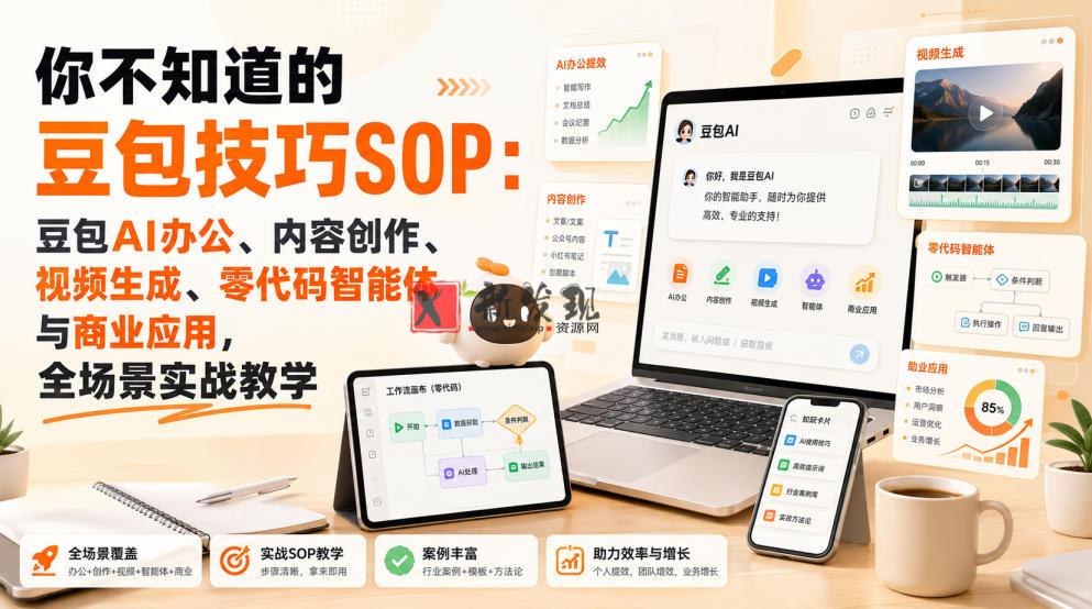 你不知道的豆包技巧SOP：豆包AI办公、内容创作、视频生成、零代码智能体与商业应用，全场景实战教学-新发现资源网
