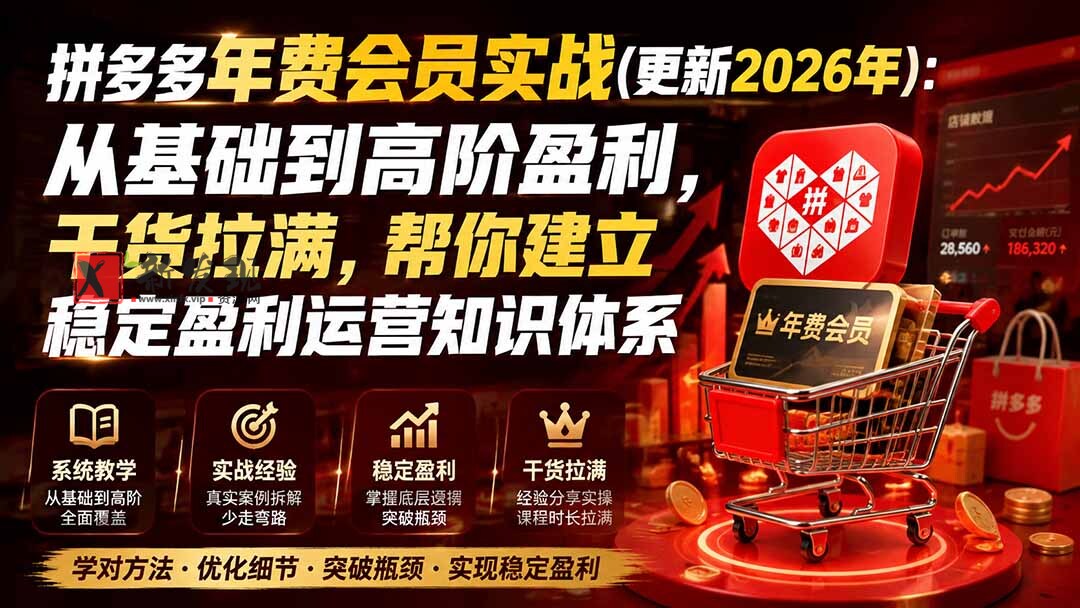 (19729期)拼多多年费会员实战(更新2026年):从基础到高阶盈利,干货拉满,帮你建立稳定盈利运营知识体系-新发现资源网