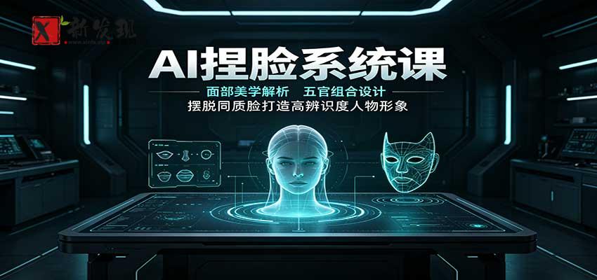 AI捏脸系统课：面部美学解析，五官组合设计，摆脱同质脸打造高辨识度人物形象-新发现资源网