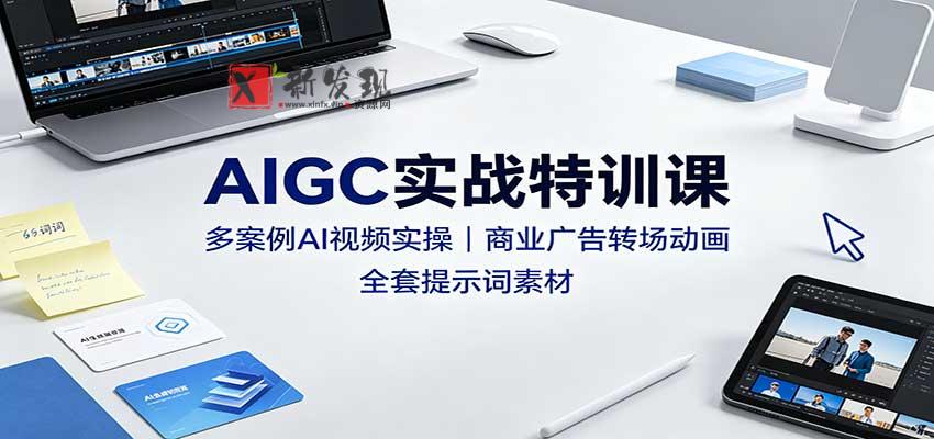 AIGC实战特训课：多案例AI视频实操，商业广告转场动画，全套提示词素材-新发现资源网