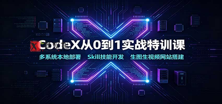CodeX从0到1实战特训课：多系统本地部署，Skill技能开发，生图生视频网站搭建-新发现资源网