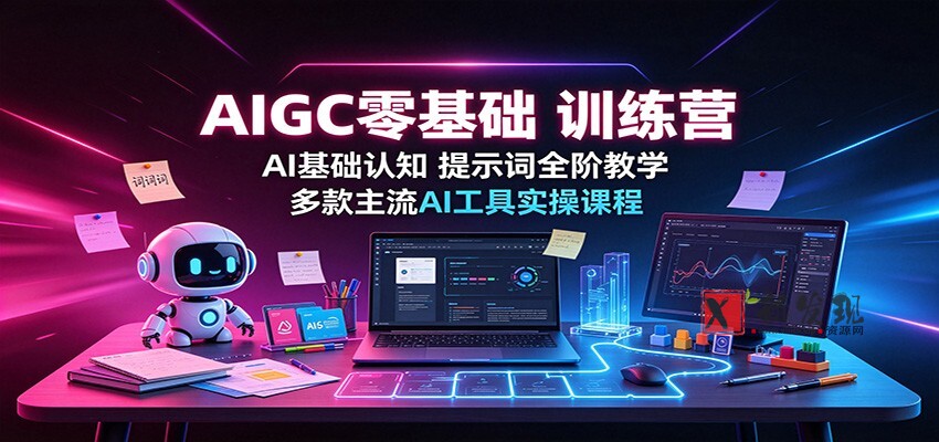 AIGC零基础训练营：AI基础认知，提示词全阶教学，多款主流AI工具实操课程-新发现资源网