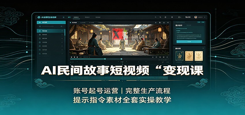 AI民间故事短视频变现课：账号起号运营，完整生产流程，提示指令素材全套实操教学-新发现资源网