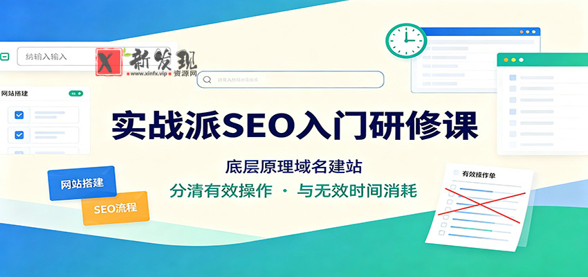 实战派SEO入门研修课:底层原理域名建站,分清有效操作与无效时间消耗-新发现资源网
