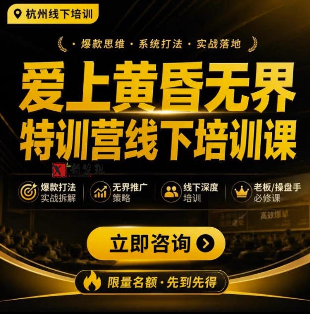 爱上黄昏无界特训营AI推广实战7月27-30杭州线下课，AI落地淘宝最完整的课程，学天猫淘宝的老板必看-新发现资源网
