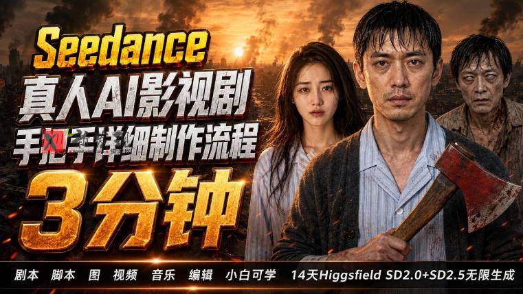 3分钟真人AI影视剧怎么做？SD 2.0手把手完整制作流程｜Higgsfield 14天SD 2.0/2.5无限生成