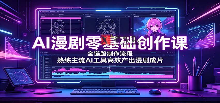 AI漫剧零基础创作课：全链路制作流程，熟练主流AI工具高效产出漫剧成片-新发现资源网