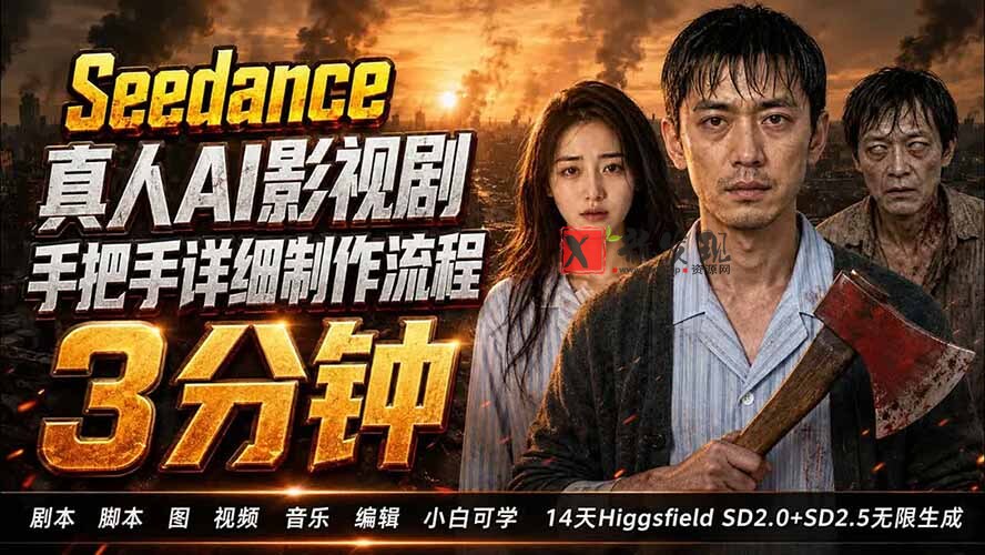 （19706期） 3分钟真人AI影视剧怎么做？SD 2.0手把手完整制作流程｜Higgsfield 14天SD 2.0/2.5无限生成-新发现资源网