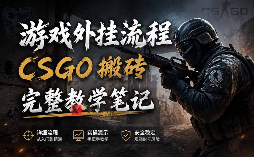 （19719期）游戏挂机全流程笔记分享，CSGO游戏搬砖，小白看了当天学会见收益-新发现资源网