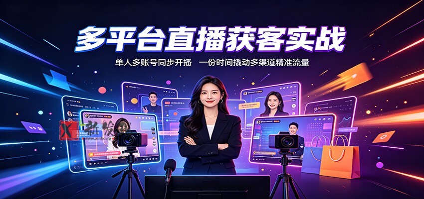 多平台直播获客实战：单人多账号同步开播，一份时间撬动多渠道精准流量-新发现资源网