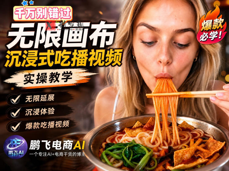 保姆级教程|用AI无线画布做沉浸式吃播,3步直接出片,无线画布工作流,操作简单好上手-新发现资源网