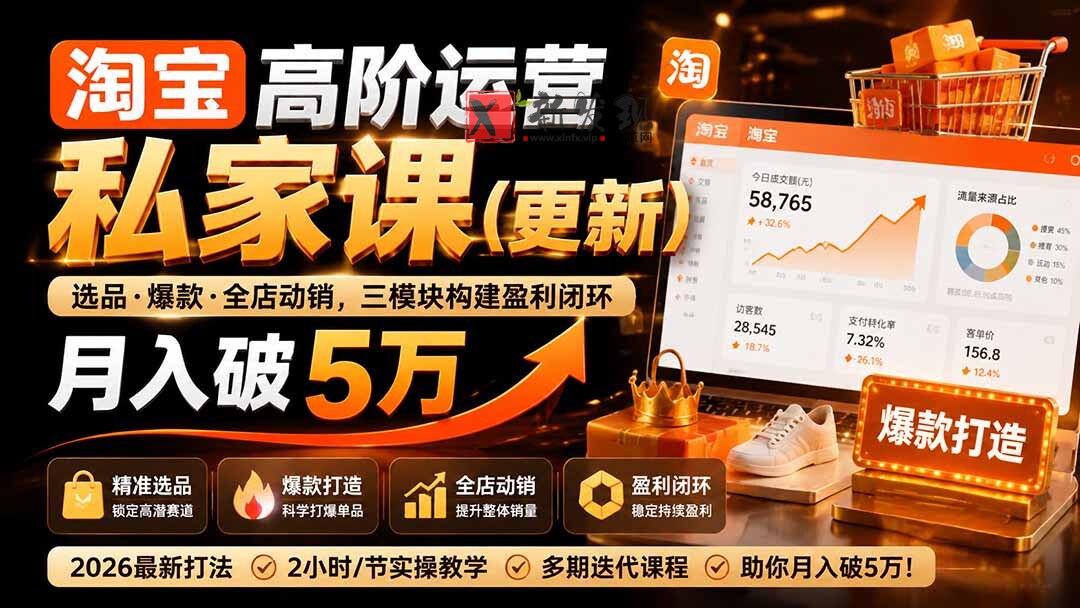 （19726期）淘宝高阶运营私家课（更新26年4月18）：选品、爆款、全店动销，三模块构建盈利闭环，月入破5万