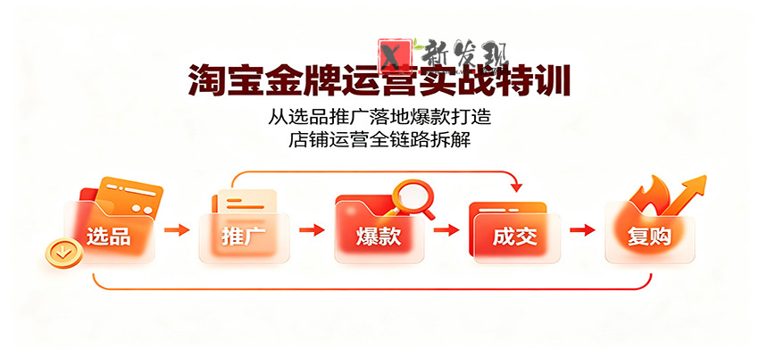 淘宝金牌运营实战特训：从选品推广落地爆款打造，店铺运营全链路拆解-新发现资源网