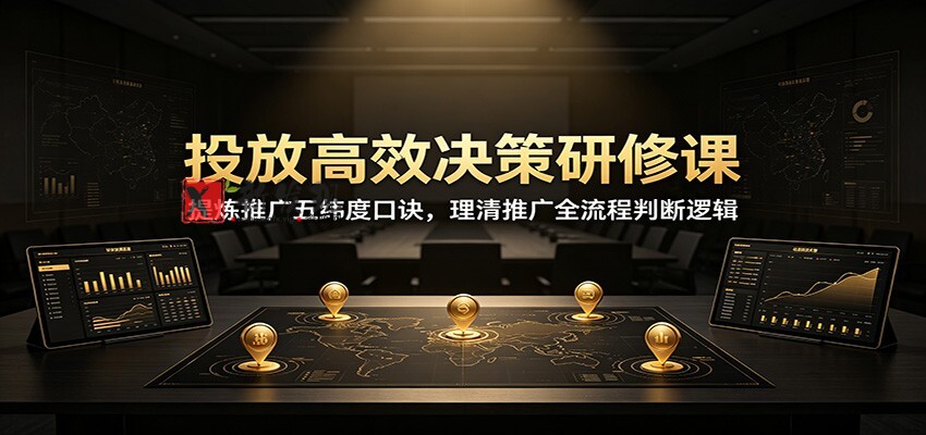 投放高效决策研修课：提炼推广五纬度口诀，理清推广全流程判断逻辑