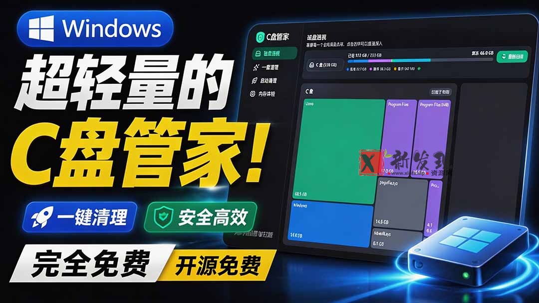 （19750期）Windows 超轻量的C盘管家！超级有特点，支持磁盘分析及清理提醒，2M大小体积，完全免费 C盘管家-新发现资源网