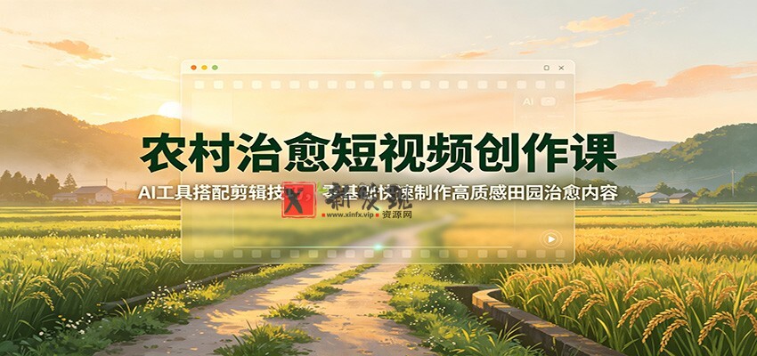 农村治愈短视频创作课：AI工具搭配剪辑技巧，零基础快速制作高质感田园治愈内容