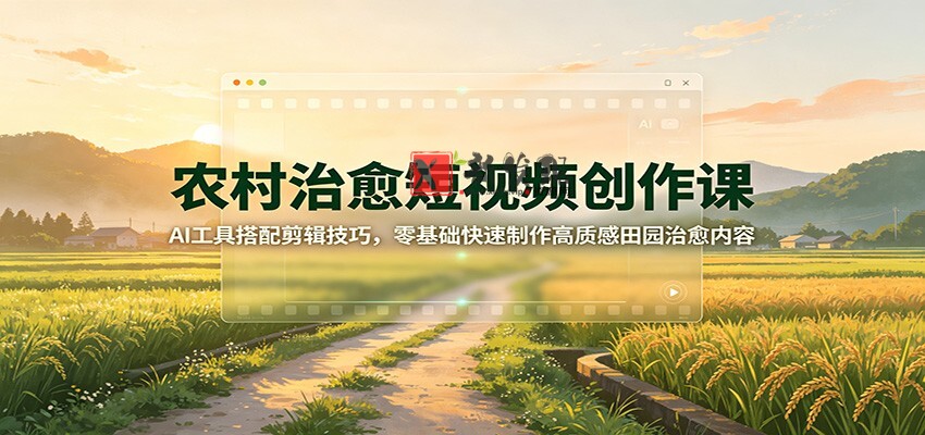 农村治愈短视频创作课：AI工具搭配剪辑技巧，零基础快速制作高质感田园治愈内容-新发现资源网