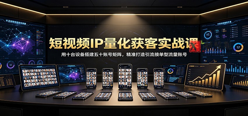 短视频IP量化获客实战课：用十台设备搭建五十账号矩阵，精准打造引流接单型流量账号-新发现资源网