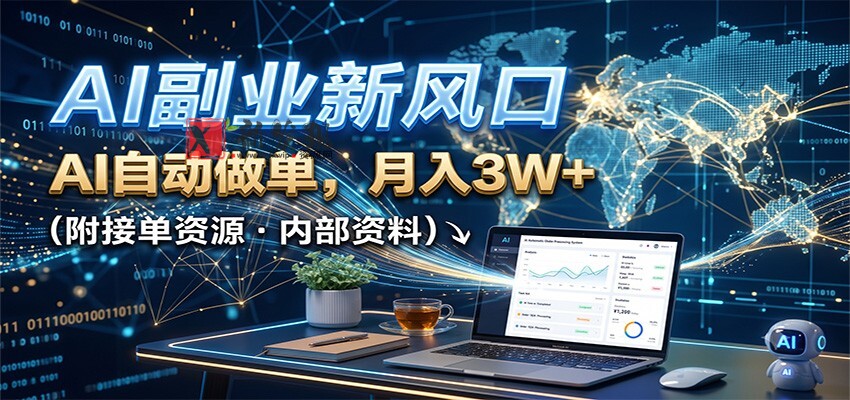 AI副业新风口，AI自动做单，月入3W+，附接单资源