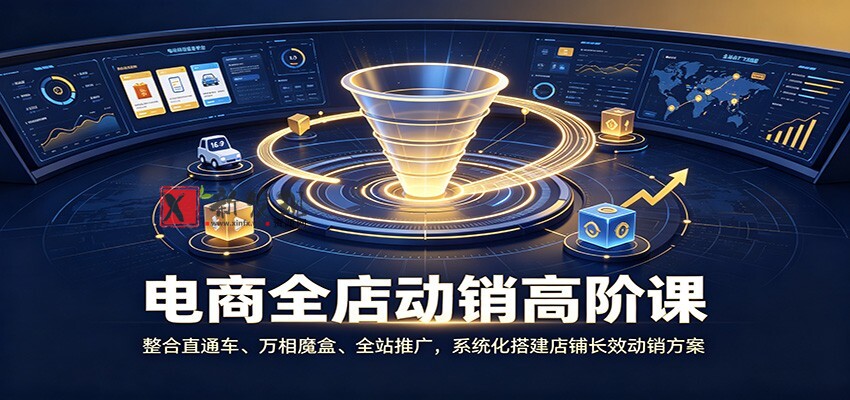 电商全店动销高阶课：整合直通车、万相魔盒、全站推广，系统化搭建店铺长效动销方案