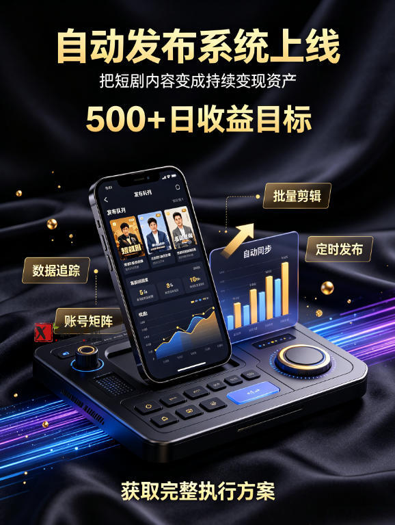 还在找靠谱线上副业？快手短剧项目，全程自动发布内容，不用熬夜做视频，轻松日入500+-新发现资源网