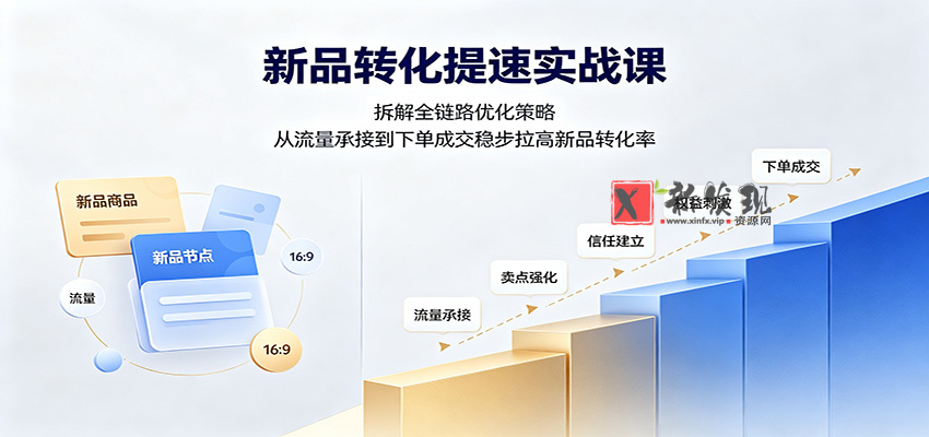 新品转化提速实战课：拆解全链路优化策略，从流量承接到下单成交稳步拉高新品转化率-新发现资源网