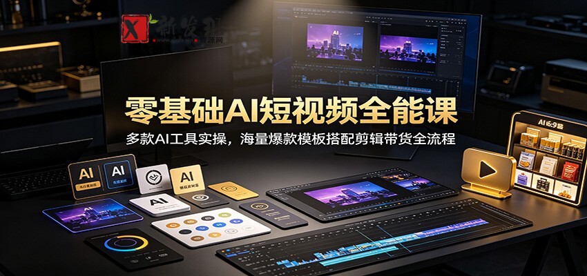 零基础AI短视频全能课：多款AI工具实操，海量爆款模板搭配剪辑带货全流程-新发现资源网