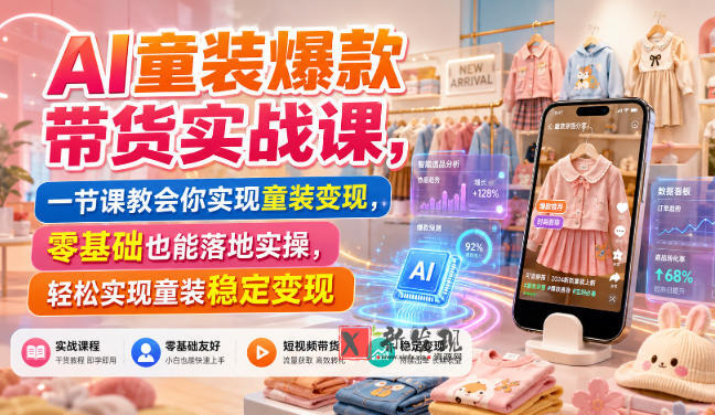 AI童装爆款带货实战课，一节课教会你实现童装变现，零基础也能落地实操-新发现资源网