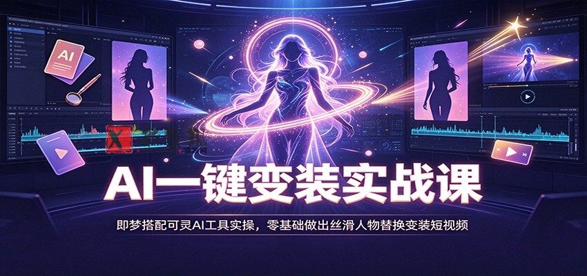 AI一键变装实战课：即梦搭配可灵AI工具实操，零基础做出丝滑人物替换变装短视频-新发现资源网