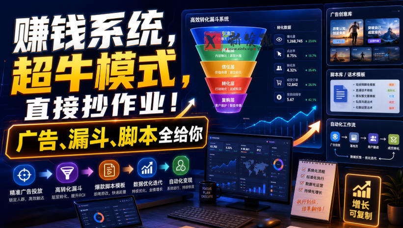 賺钱系统，超牛模式，直接抄作业！广告、漏斗、脚本全给你【原创双语字幕】-新发现资源网