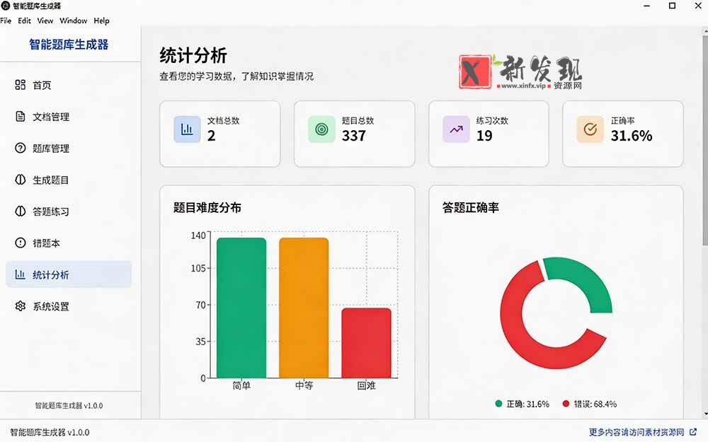 （19855期）Windows 智能题库刷题软件！导入文档一键生成题库和答案，并支持刷题模式，教师及学生必备工具 原创