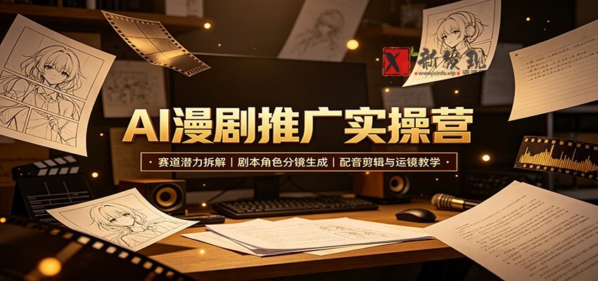 AI漫剧推广实操营：赛道潜力拆解，剧本角色分镜生成，配音剪辑与运镜教学-新发现资源网