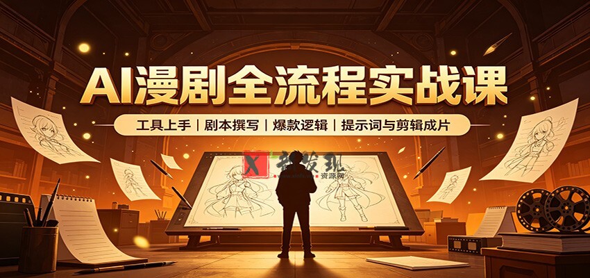 AI漫剧全流程实战课：工具上手、剧本撰写、爆款逻辑、提示词与剪辑成片