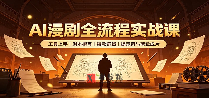 AI漫剧全流程实战课：工具上手、剧本撰写、爆款逻辑、提示词与剪辑成片-新发现资源网