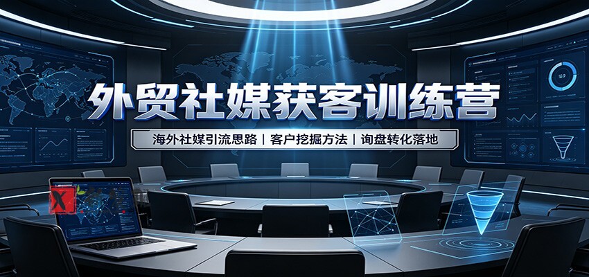 外贸社媒获客训练营：海外社媒引流思路，客户挖掘方法，询盘转化落地