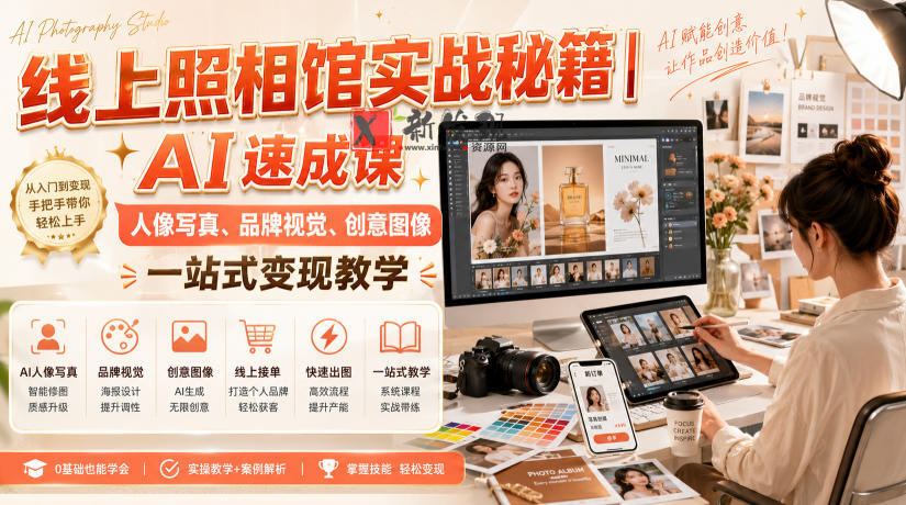 线上照相馆实战秘籍｜AI速成课，人像写真、品牌视觉、创意图像一站式变现教学-新发现资源网