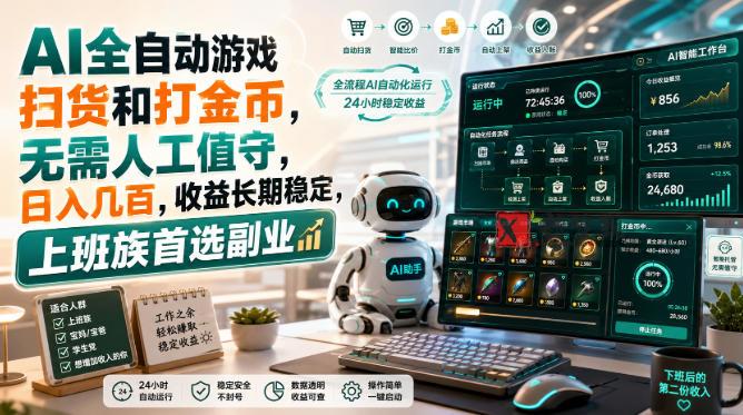 AI全自动游戏扫货和打金币,日入几百,无需人工值守!-新发现资源网