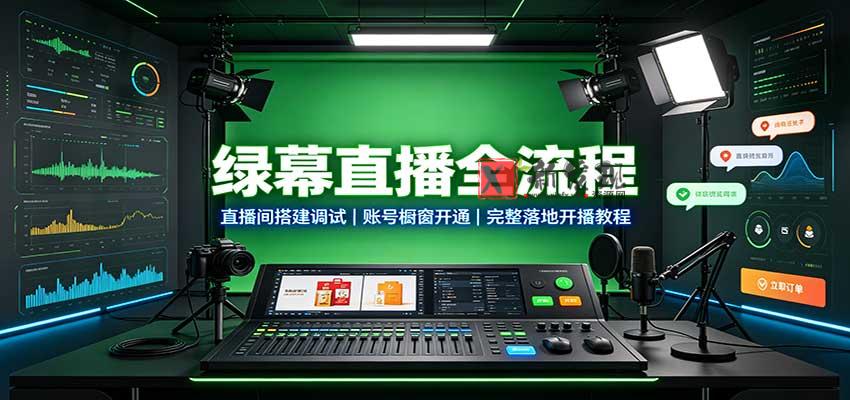 绿幕直播全流程：直播间搭建调试，账号橱窗开通，完整落地开播教程-新发现资源网
