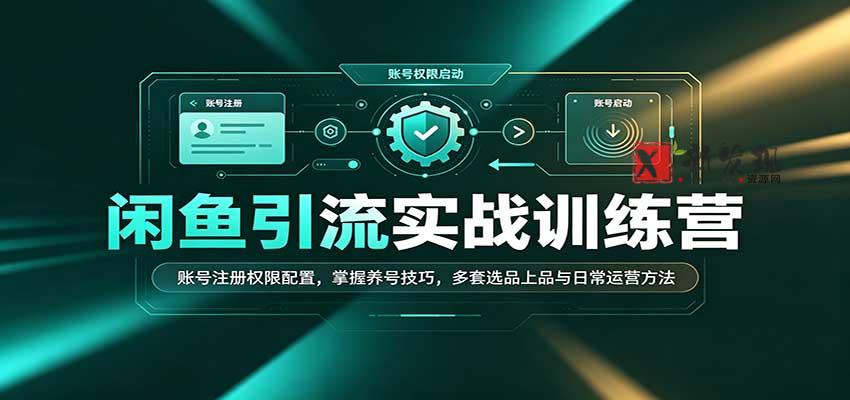 闲鱼引流实战训练营：账号注册权限配置，掌握养号技巧，多套选品上品与日常运营方法-新发现资源网